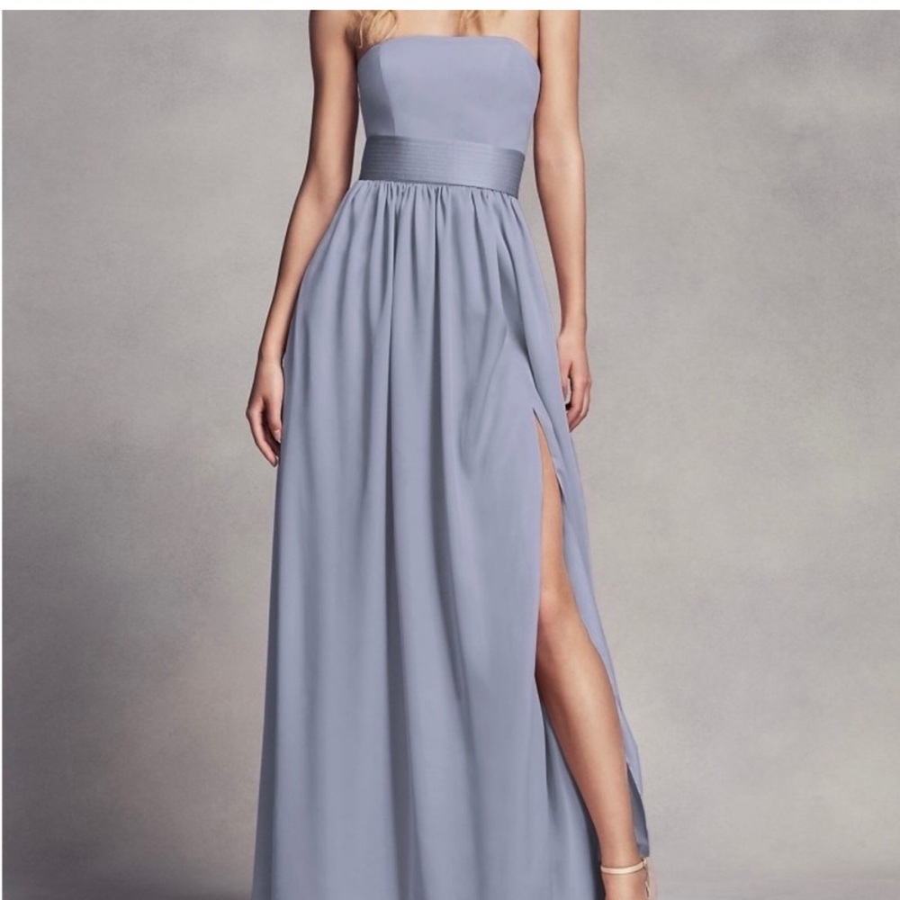 White by Vera Wang Strapless Bridesmaid Dress Light gray Size: 8